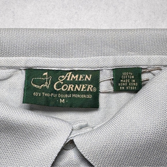 Amen Corner Masters Golf Polo Gray Men's Medium 60s Two-Ply Double Mercerized - Picture 3 of 7